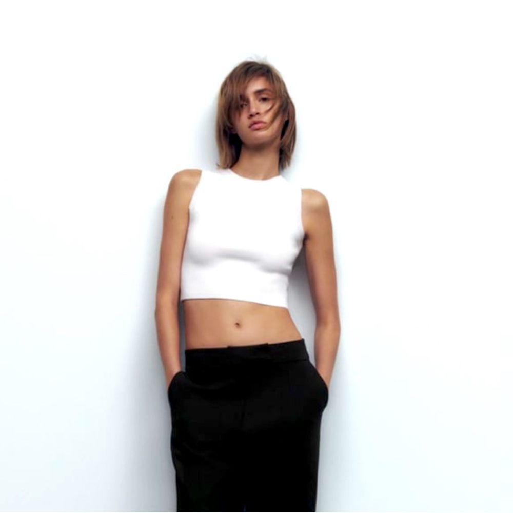 Zara White Knit Halter Top